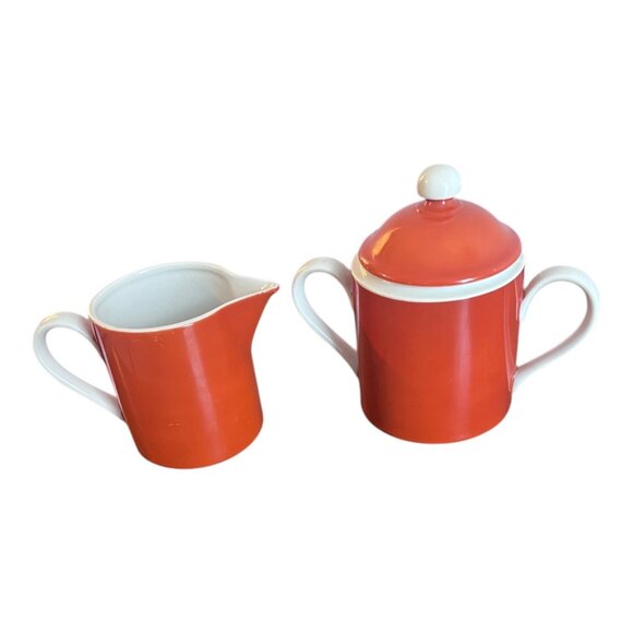 Vintage Fitz and Floyd Terracotta Cream and Sugar Set - Picture 1 of 7